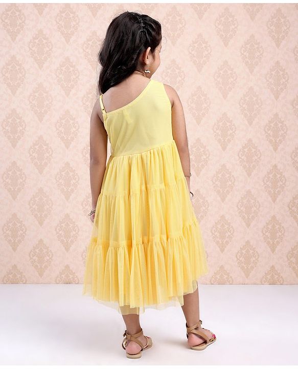 Babyhug Sleeveless Ethnic Dress With Sequin Detailing- Yellow