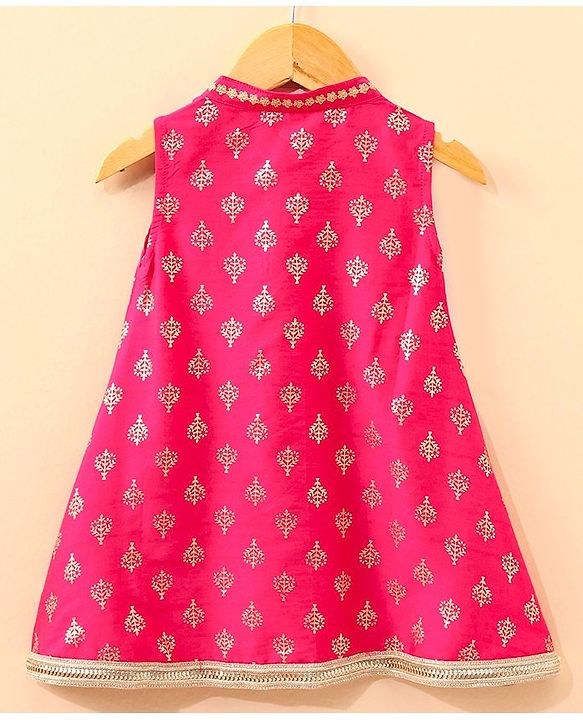 Babyhug Sleeveless Kurta and Salwar set with Dupatta Embroidered - Fuschia