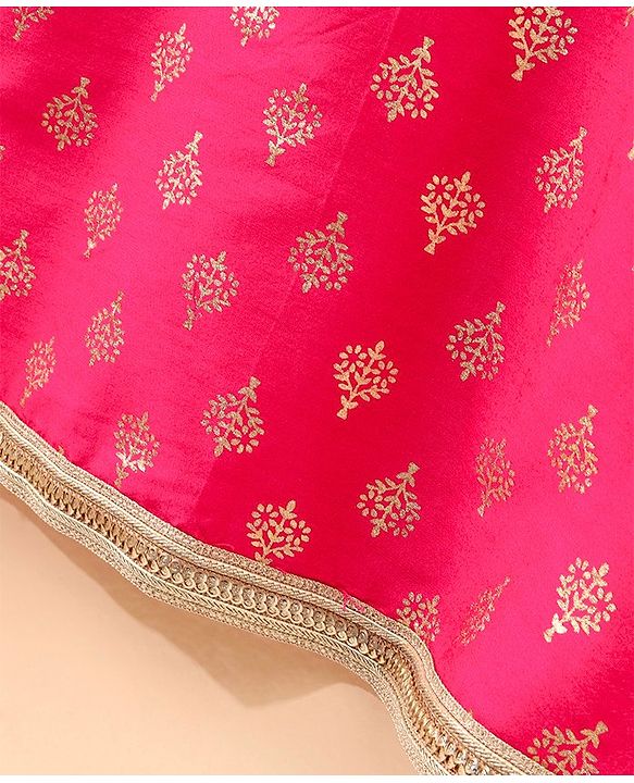 Babyhug Sleeveless Kurta and Salwar set with Dupatta Embroidered - Fuschia