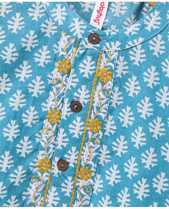 Babyhug Full Sleeves Printed Kurta & Dhoti - Blue