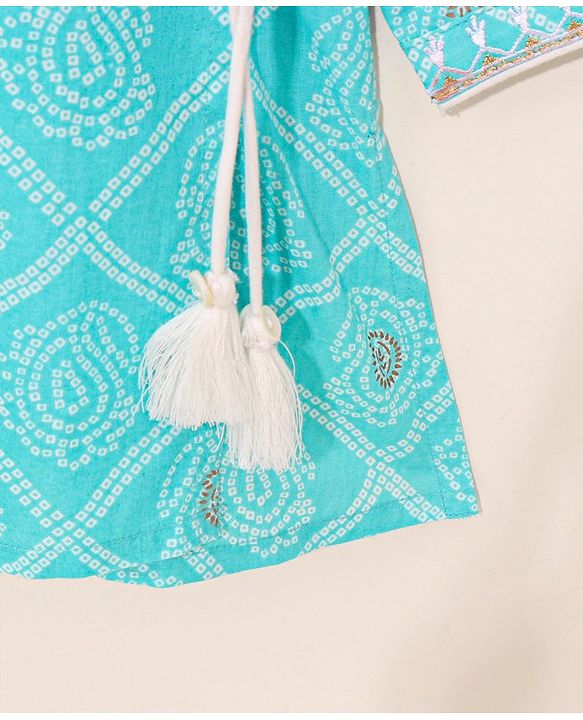 Babyhug Cotton Woven Full Sleeves Ethnic Printed Kurta & Dhoti Set - Blue