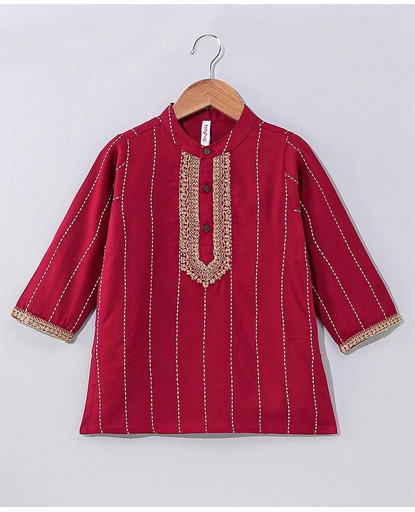Babyhug Full Sleeves Kurta & Pajama Set Embroidered - Maroon