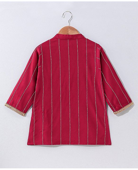 Babyhug Full Sleeves Kurta & Pajama Set Embroidered - Maroon