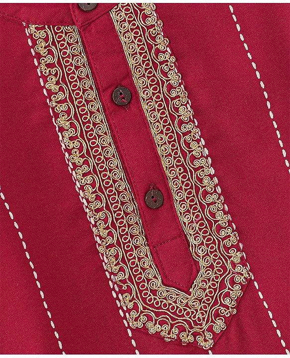 Babyhug Full Sleeves Kurta & Pajama Set Embroidered - Maroon