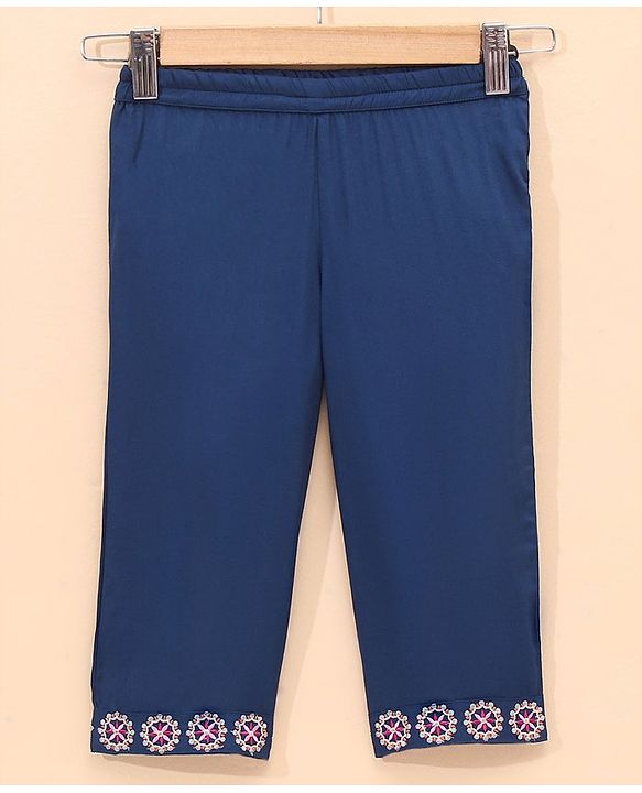 Babyhug Sleeveless Embroided  Kurti and Salwar Set - Navy Blue