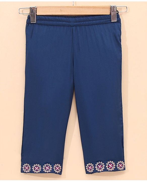 Babyhug Sleeveless Embroided  Kurti and Salwar Set - Navy Blue