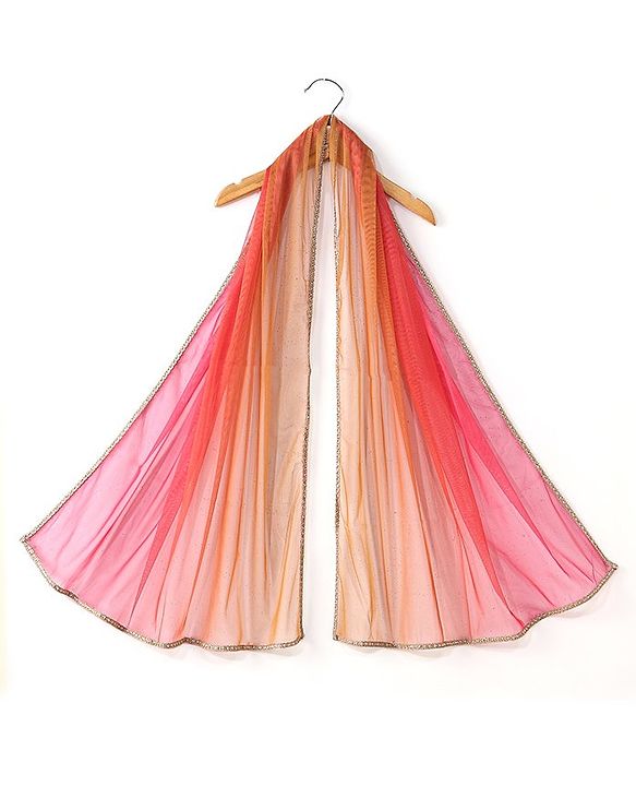 Babyhug Sleeveless Choli Lehenga And Dupatta With Embroidery - Yellow Pink