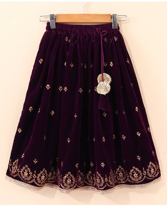 Babyhug Sleeveless Choli & Lehenga Set with Dupatta Ethnic Print - Purple