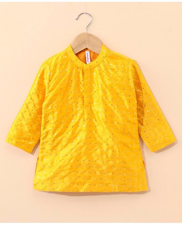 Babyhug Full Sleeves Kurta & Dhoti Set Sequin Embellished - Yellow