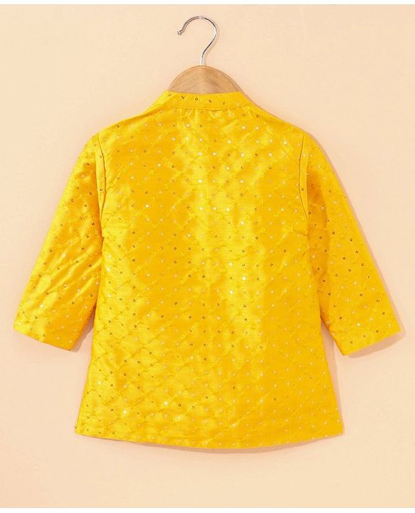 Babyhug Full Sleeves Kurta & Dhoti Set Sequin Embellished - Yellow