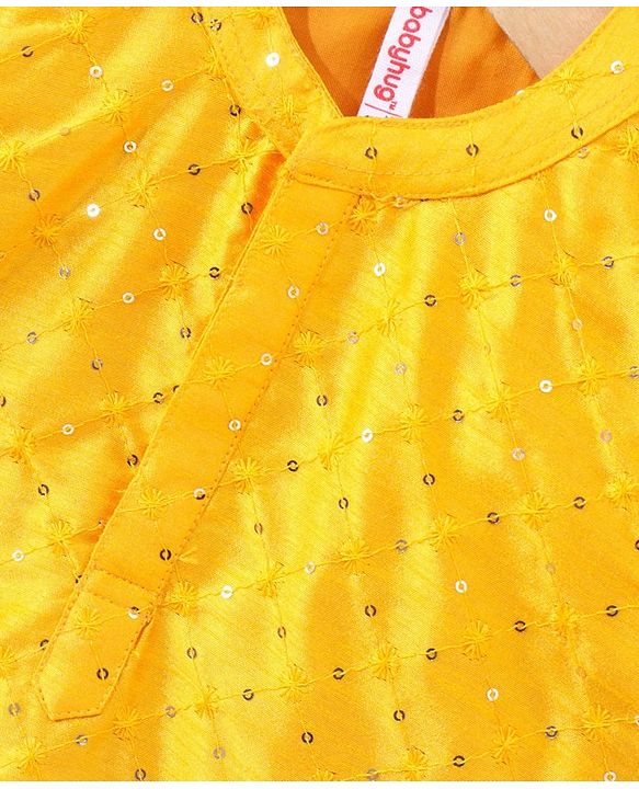Babyhug Full Sleeves Kurta & Dhoti Set Sequin Embellished - Yellow