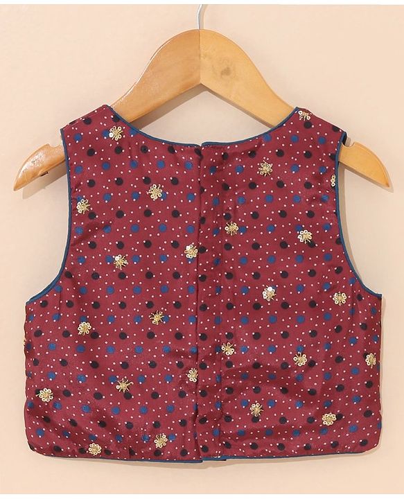 Babyhug Sleeveless Choli Lehenga And Dupatta Printed - Maroon