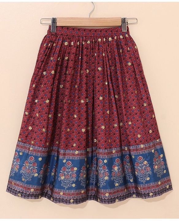 Babyhug Sleeveless Choli Lehenga And Dupatta Printed - Maroon