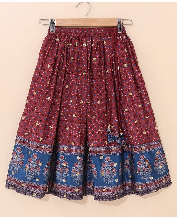 Babyhug Sleeveless Choli Lehenga And Dupatta Printed - Maroon