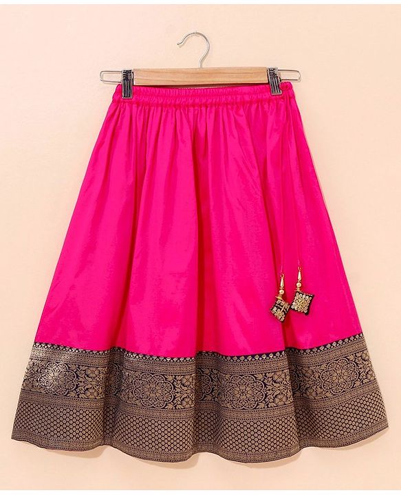 Babyhug Half Sleeves Choli Lehenga And Dupatta Ethnic Printed - Fuschia