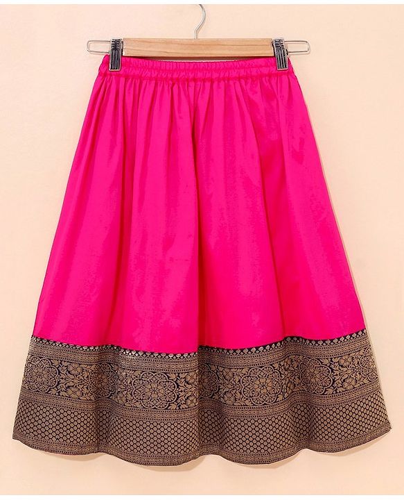 Babyhug Half Sleeves Choli Lehenga And Dupatta Ethnic Printed - Fuschia