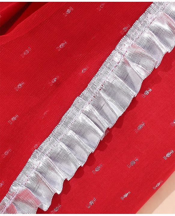 Babyhug Three Fourth Sleeves Embroidered Kurti & Palazzo Set With Dupatta- Red