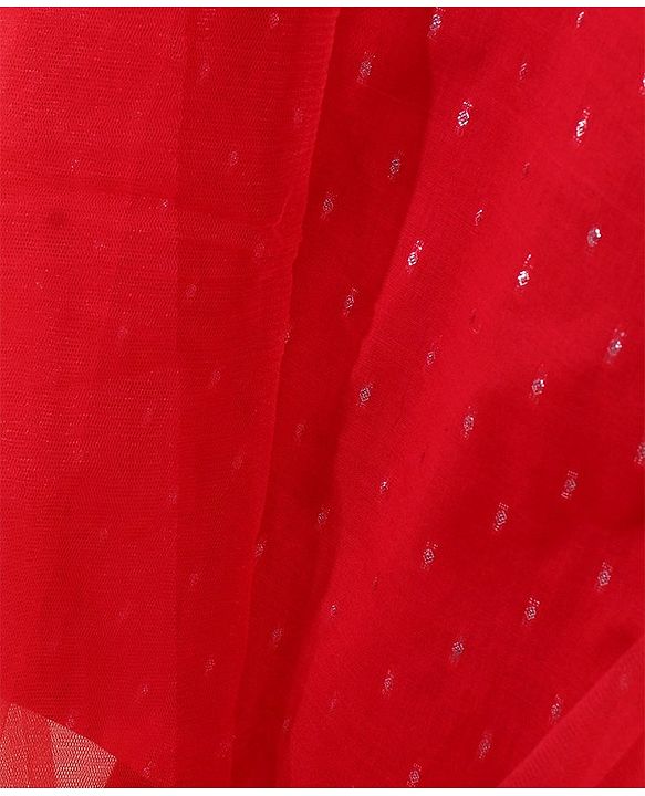 Babyhug Three Fourth Sleeves Embroidered Kurti & Palazzo Set With Dupatta- Red