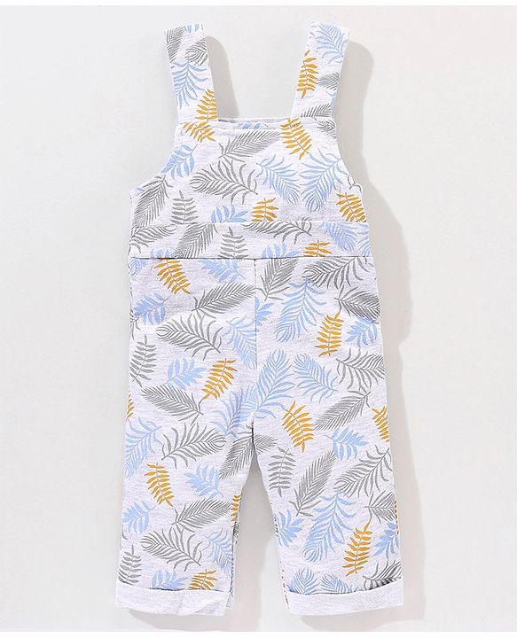 Babyhug Full Sleeves T-Shirt & Dungaree Lion King Embroidery - Green & White
