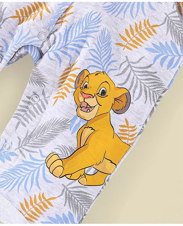 Babyhug Full Sleeves T-Shirt & Dungaree Lion King Embroidery - Green & White