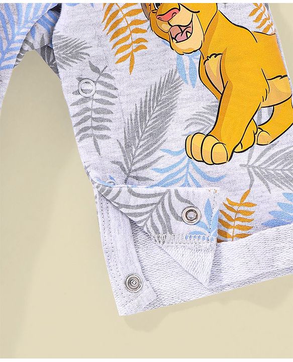 Babyhug Full Sleeves T-Shirt & Dungaree Lion King Embroidery - Green & White