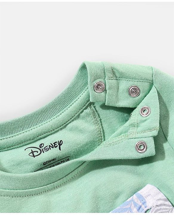 Babyhug Full Sleeves T-Shirt & Dungaree Lion King Embroidery - Green & White