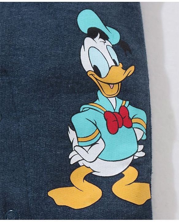 Babyhug Cotton Full Sleeves Striped Tee & Dungaree Set Mickey & Friends Print- Blue