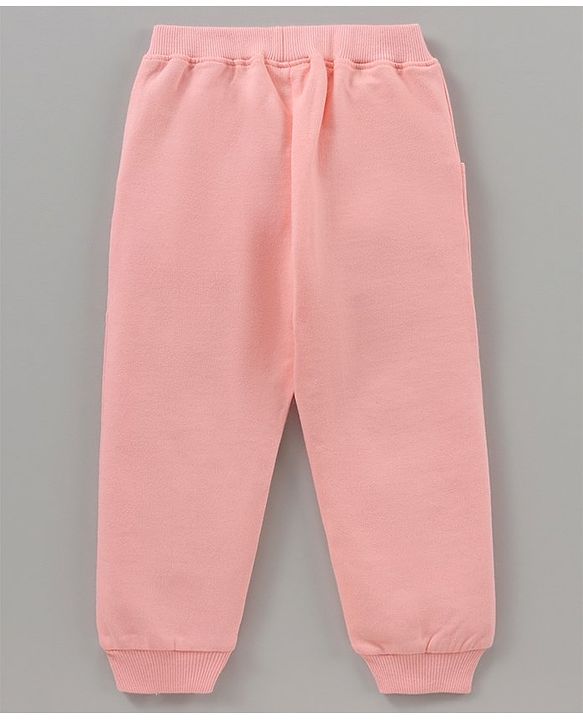 Babyhug 100% Cotton Full Sleeves Top With Frill Detailing & Lounge Pant Glitter Minnie Mouse Print- Pink White