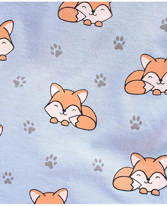 Babyhug Cotton Knit Full Sleeves Night Suit  Fox Print - Blue