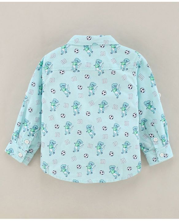 Babyhug Full Sleeve Regular Collar Shirt Oxford Printed - Blue