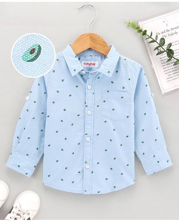 Babyhug Full Sleeves  Oxford Avacado Printed Shirt - Blue