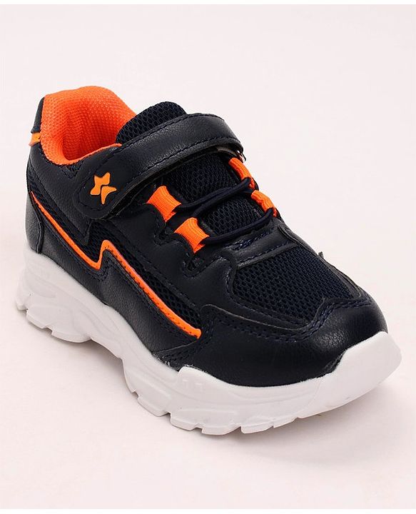 Cute Walk by Babyhug Lace Tie Up Sneakers - Dark Blue Orange
