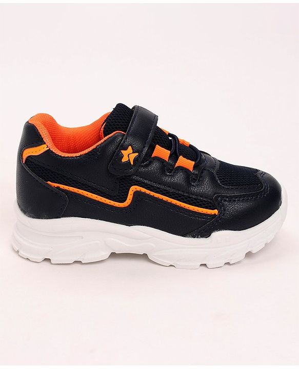 Cute Walk by Babyhug Lace Tie Up Sneakers - Dark Blue Orange