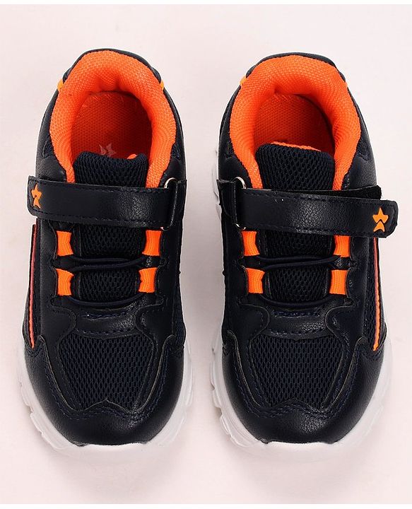Cute Walk by Babyhug Lace Tie Up Sneakers - Dark Blue Orange