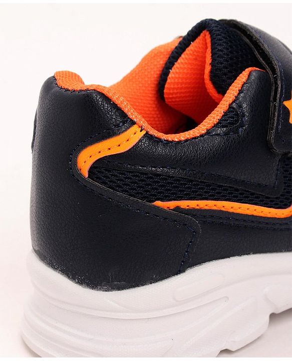 Cute Walk by Babyhug Lace Tie Up Sneakers - Dark Blue Orange