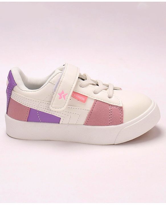 Cute Walk by Babyhug Sneakers With Velcro Closure Color Block- White Pink