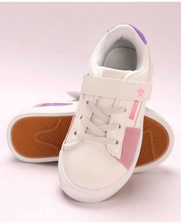 Cute Walk by Babyhug Sneakers With Velcro Closure Color Block- White Pink