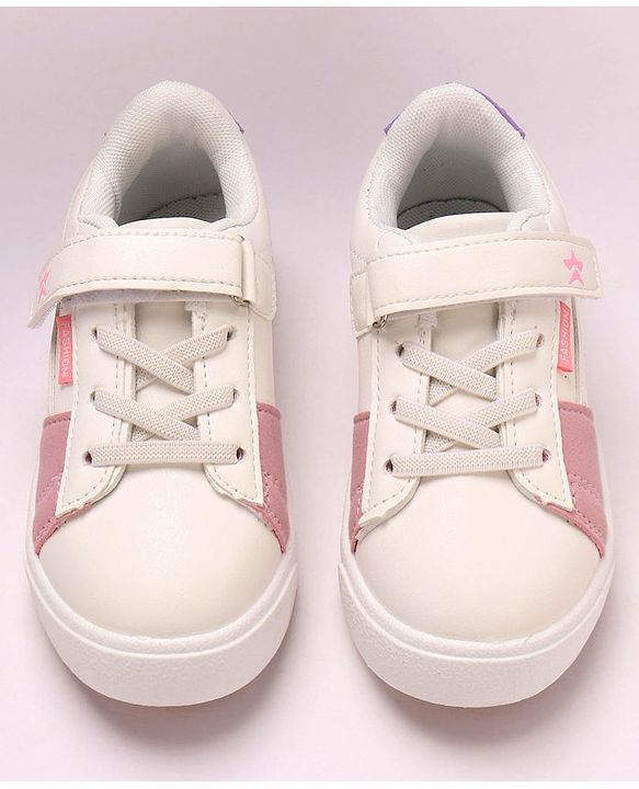 Cute Walk by Babyhug Sneakers With Velcro Closure Color Block- White Pink