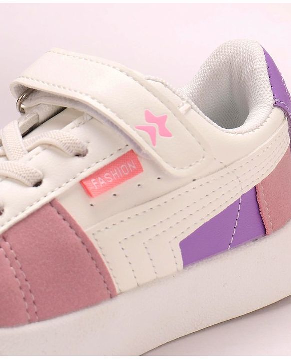 Cute Walk by Babyhug Sneakers With Velcro Closure Color Block- White Pink