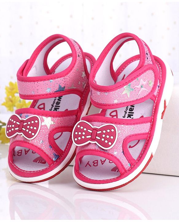 Cute Walk by Babyhug Sandals Bow Applique - Fuchsia