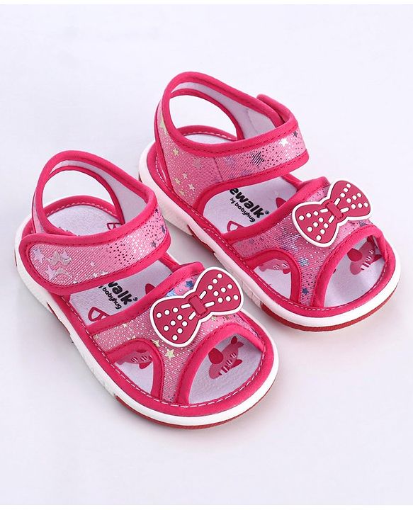 Cute Walk by Babyhug Sandals Bow Applique - Fuchsia