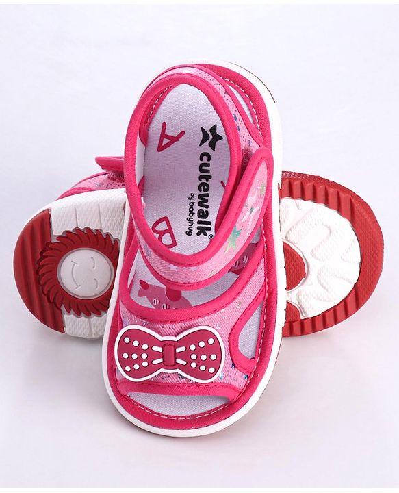 Cute Walk by Babyhug Sandals Bow Applique - Fuchsia