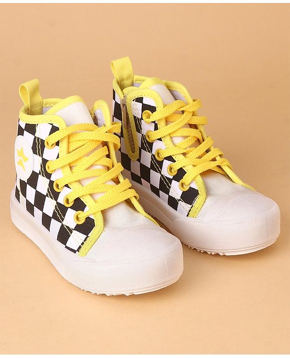 Cute Walk by Babyhug Checks Casual Shoes Lace Tie Up - Yellow