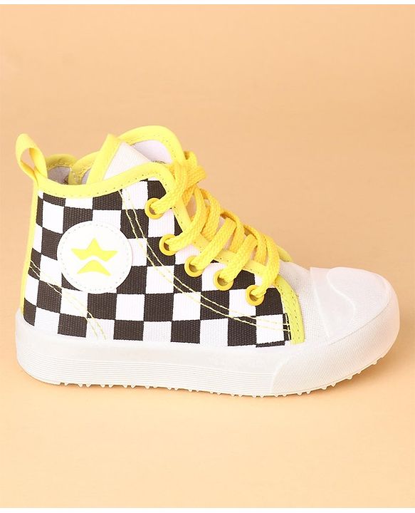 Cute Walk by Babyhug Checks Casual Shoes Lace Tie Up - Yellow