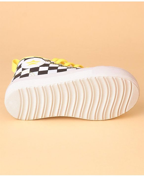 Cute Walk by Babyhug Checks Casual Shoes Lace Tie Up - Yellow