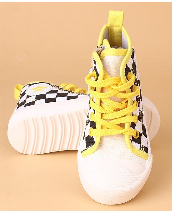 Cute Walk by Babyhug Checks Casual Shoes Lace Tie Up - Yellow