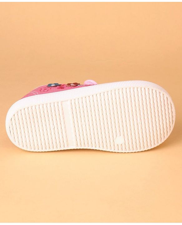Cute Walk by Babyhug Casual Shoes With Floral Embroidery & Velcro Closure - Pink