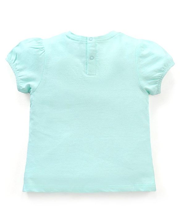 Babyhug Half Sleeves Top Kitty Graphics - Light Blue