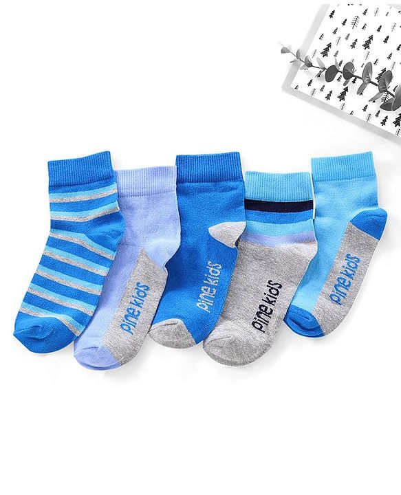 Pine Kids Regular Length Anti Microbial Washed Socks Pack of 5 (Color May Vary)