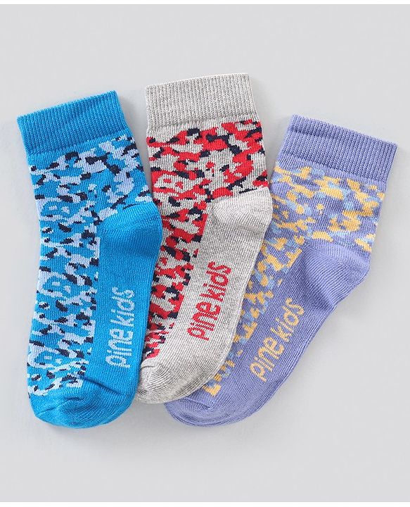 Pine Kids Regular Length Antimicrobial Socks Camo Design Pack of 3 - Multicolor